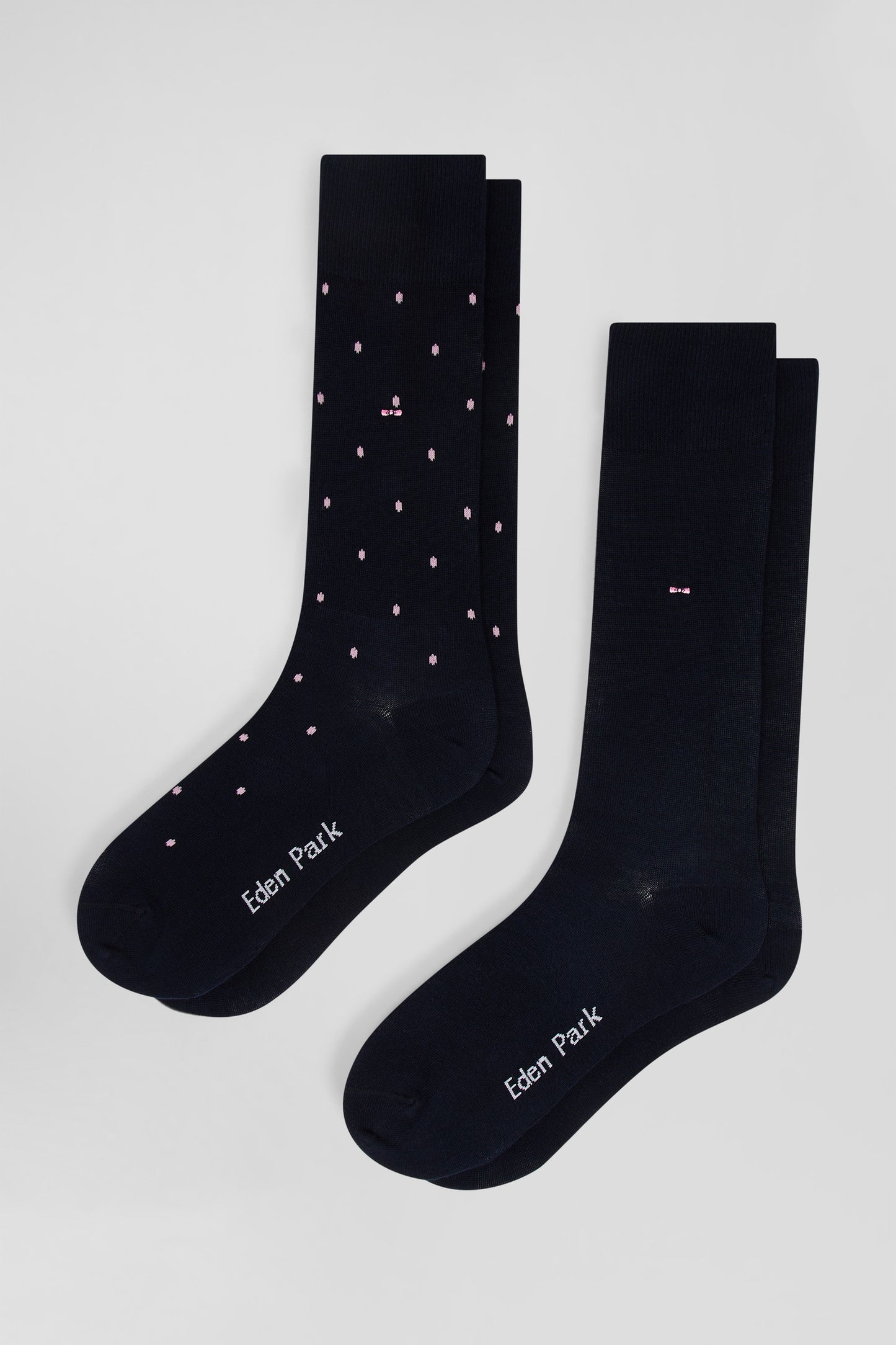 Set of 2 pairs of plain black stretch cotton socks