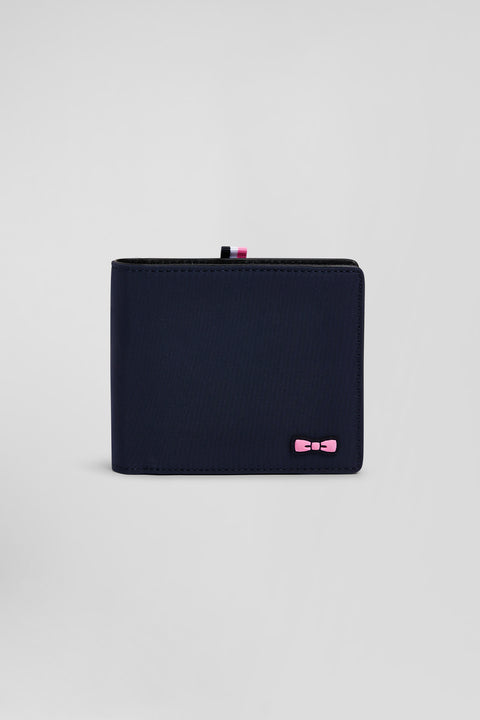 Navy blue Italian-style wallet with pink ribbon - Image 1