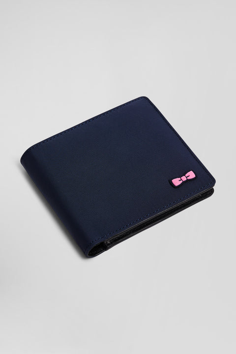 Navy blue Italian-style wallet with pink ribbon - Image 3