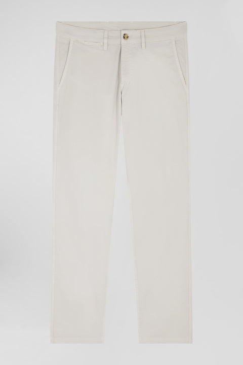 Regular camel chino trousers in stretch cotton gabardine - Image 2