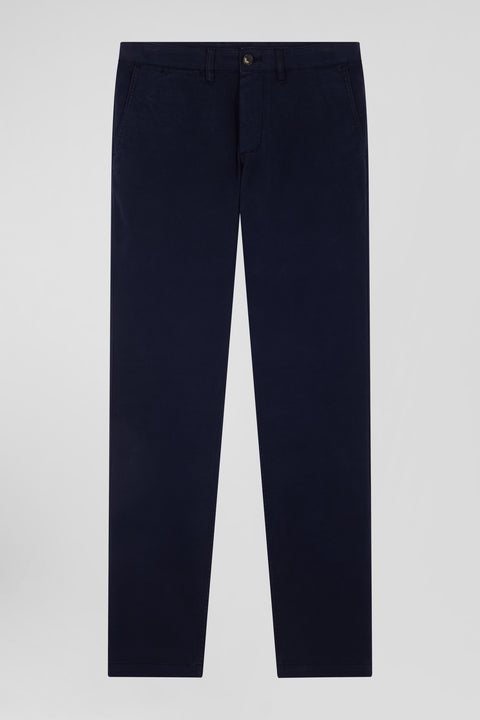 Regular navy blue chino trousers in stretch cotton gabardine - Image 2