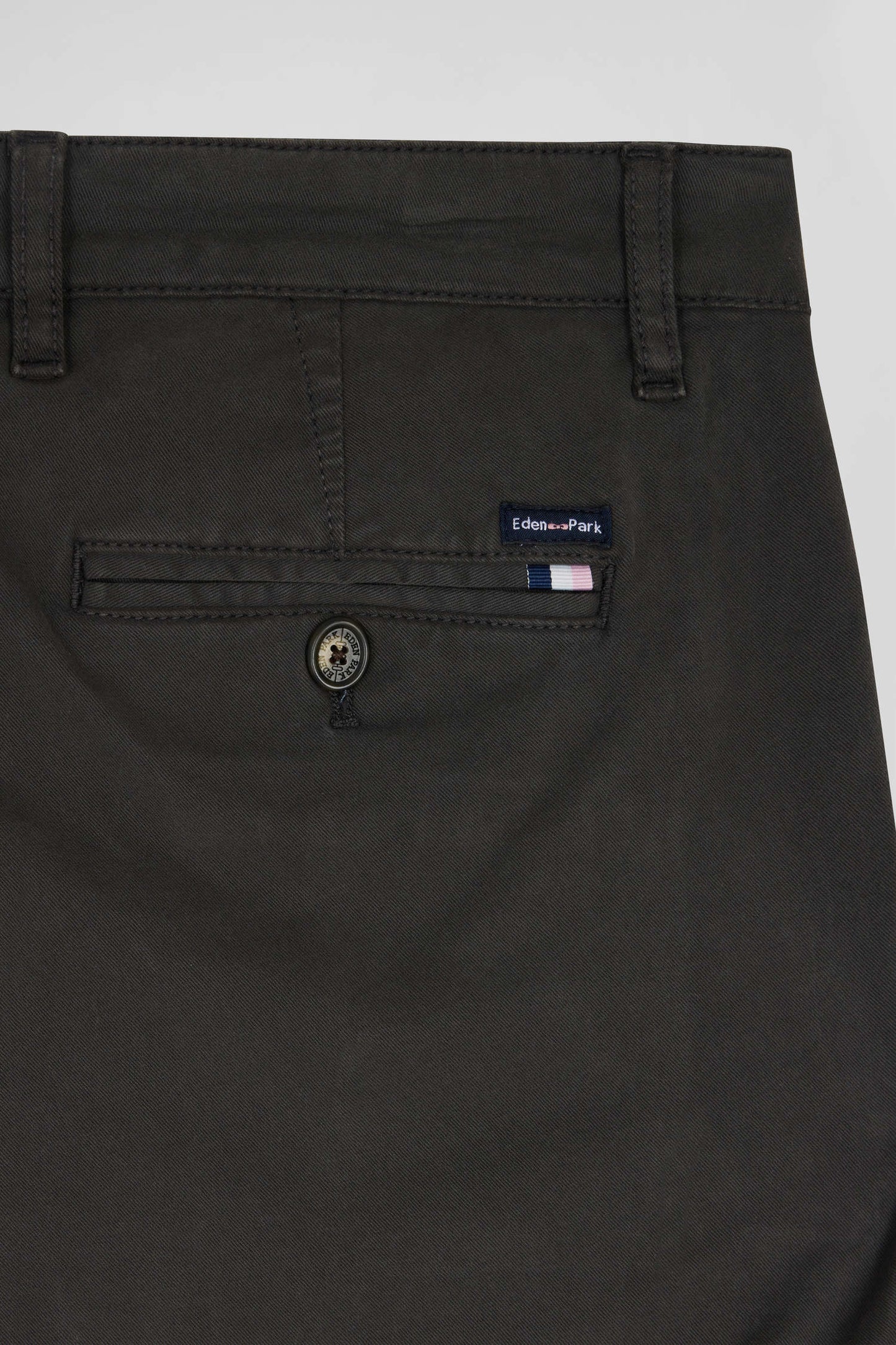 Brown chino pants in stretch cotton gabardine, regular fit