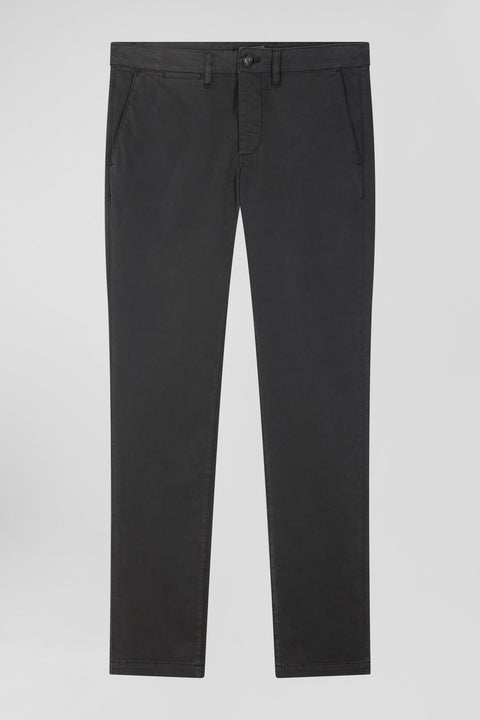 Pantalon chino uni en coton stretch gris anthracite coupe Slim - Image 2