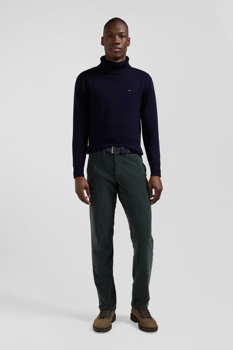 Regular grey stretch cotton velvet chino trousers - Image 1