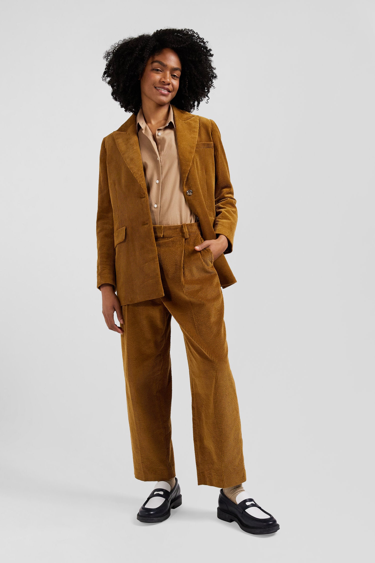 Pantalon velours camel femme online
