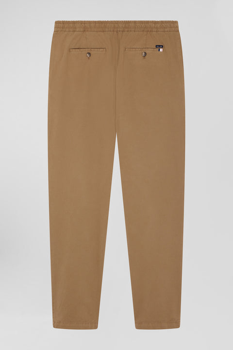 Elastic waistband pants in hazelnut stretch cotton, Modern cut - Image 2
