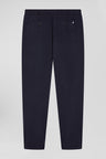 Modern navy blue stretch cotton elastic waist trousers