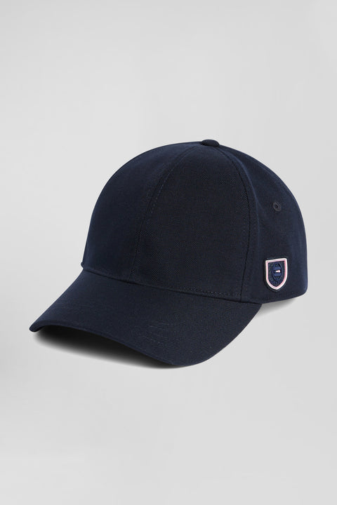 Navy blue cap with rubber badge and tricolour trim - Image 1