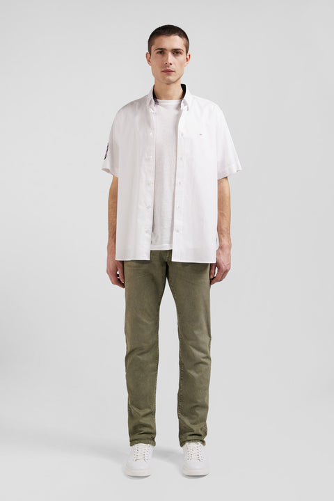 Regular white cotton short-sleeved shirt - Image 1