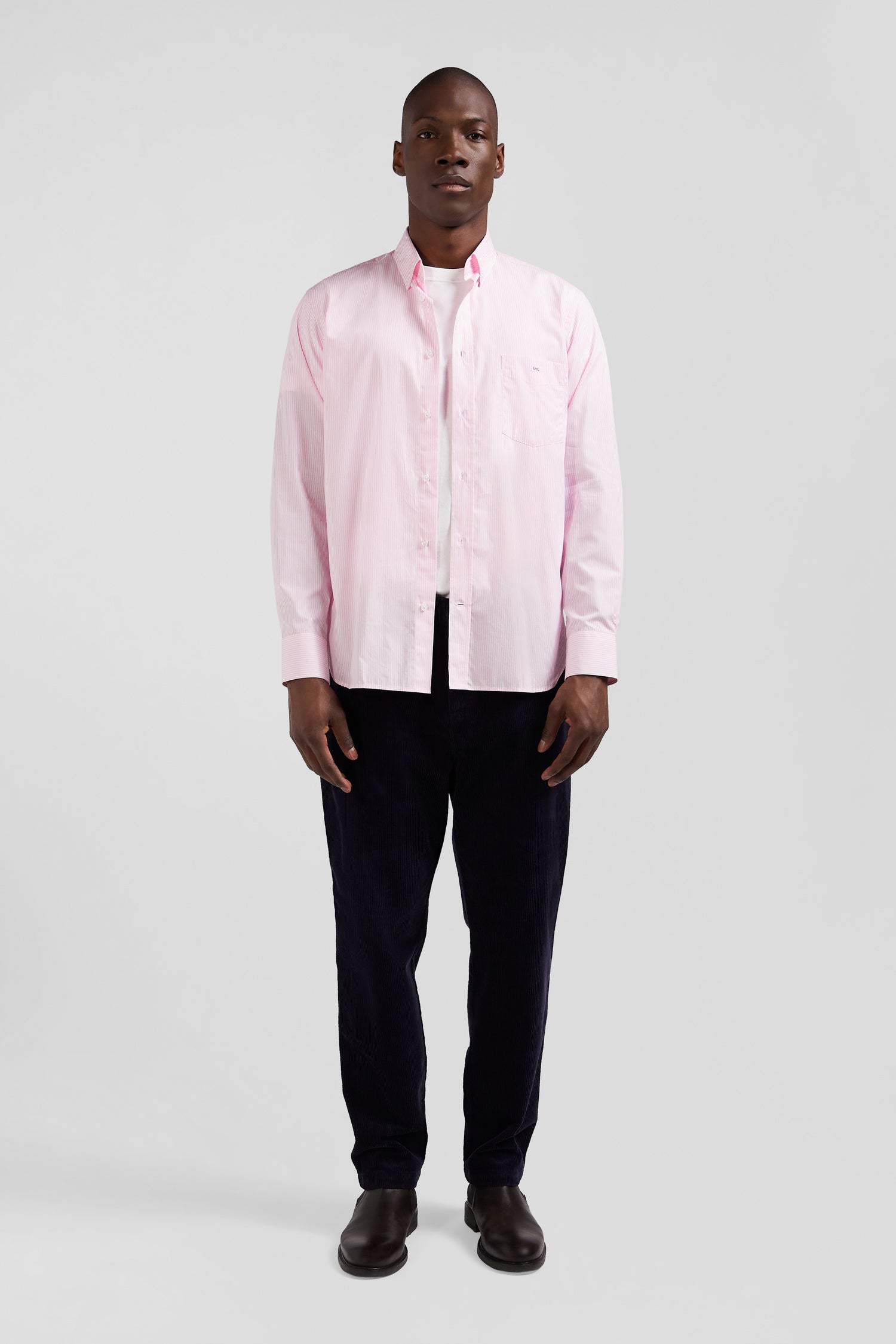 Chemise rayée rose homme hotsell