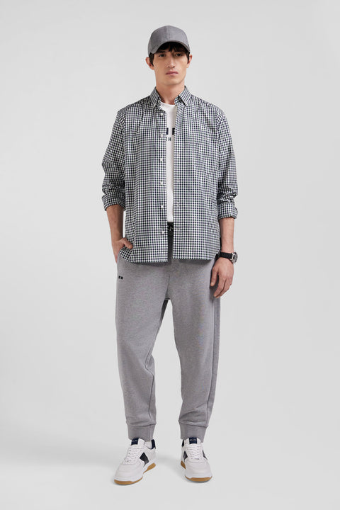 Regular green and white checked cotton poplin shirt - Image 1