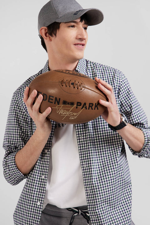 Regular green and white checked cotton poplin shirt - Image 3