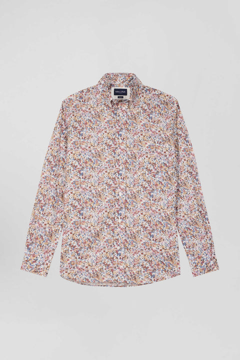 Chemise en coton à microimprimé beige coupe Regular - Image 2