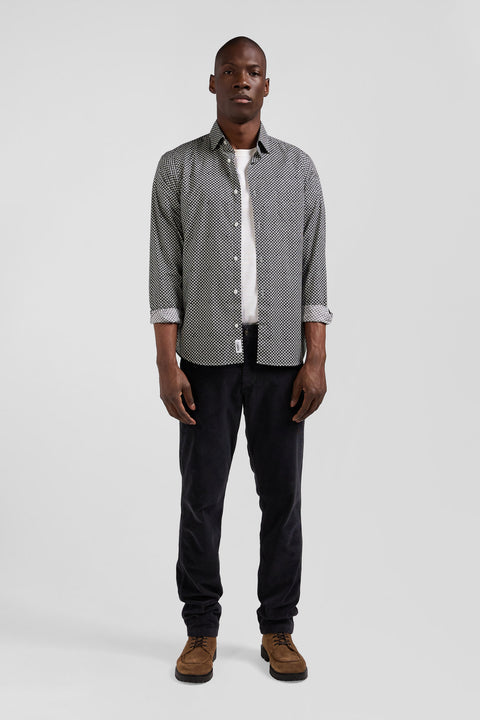 Chemise en popeline de coton grise imprimé graphique coupe Slim - Image 1