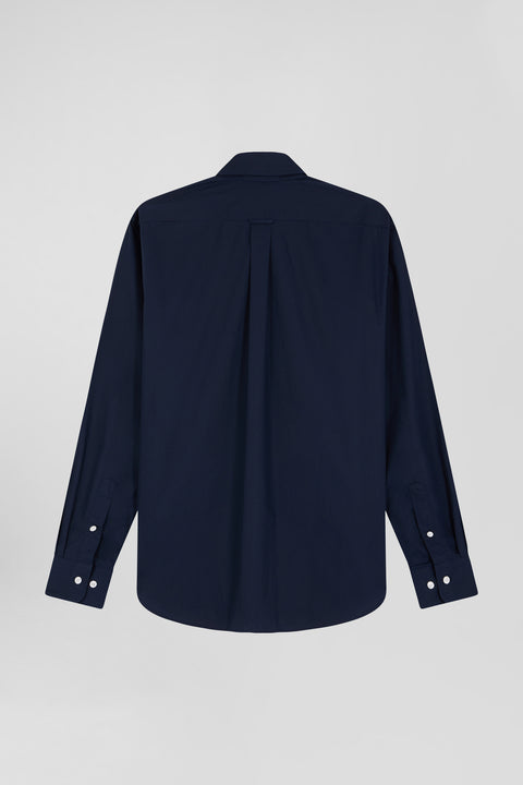 Regular plain navy blue cotton poplin shirt - Image 2