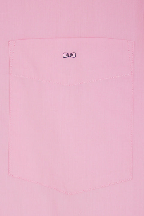 Regular plain pink cotton poplin shirt - Image 3