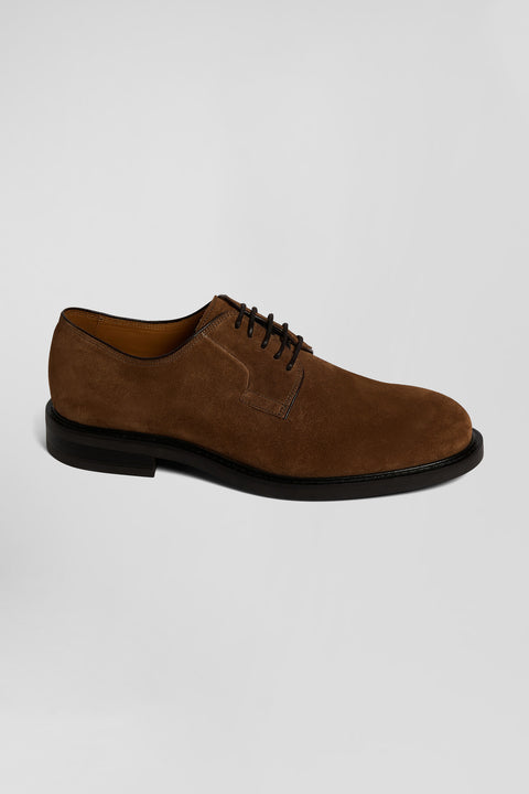 Brown suede leather lace-up Derbies - Image 1