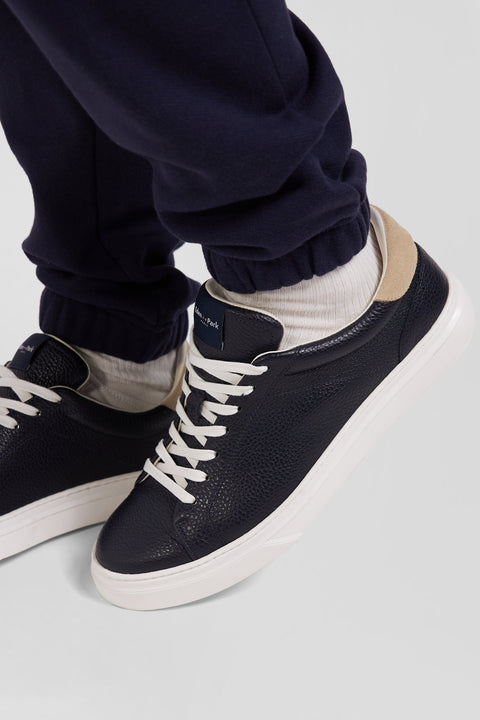 Navy low-top leather sneakers - Image 2