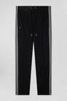 Pantalon jogging en coton mélangé noir coupe Regular passepoil jambes