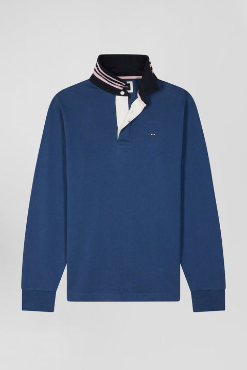 Regular dark blue long-sleeved Pima cotton rugby shirt - Image 2