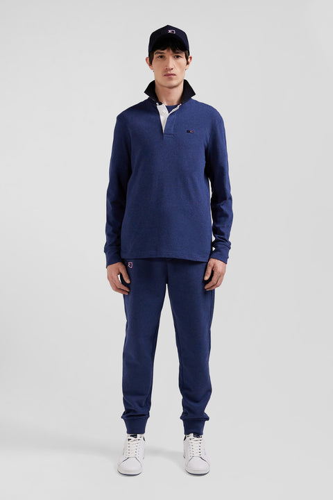 Regular navy long-sleeved cotton rugby shirt with bow tie details - Image 1