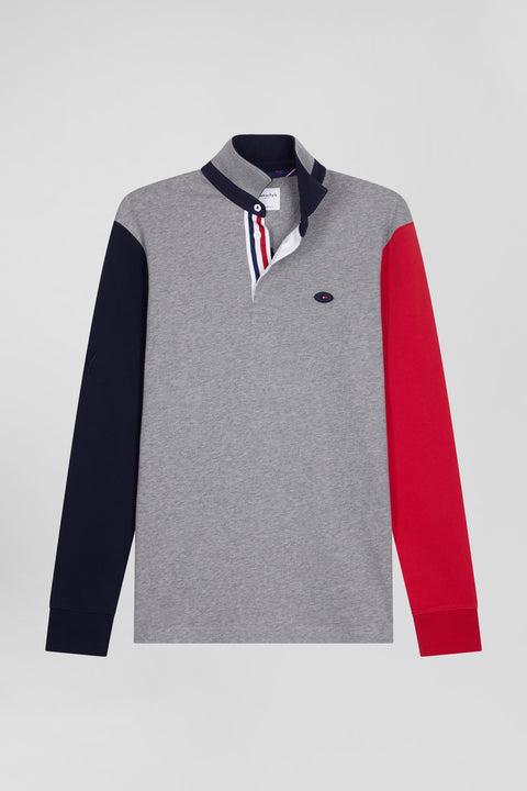 Regular grey long-sleeved cotton rugby shirt - Image 2