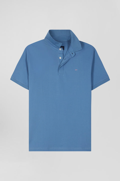 Polo manches courtes en coton stretch bleu coupe Slim - Image 2
