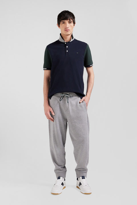 Regular green short-sleeved cotton piqué polo shirt with Eden Park jacquard collar - Image 1