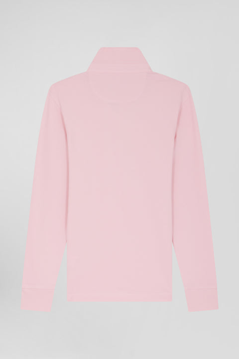 Polo manches longues en piqué coton rose coupe Slim - Image 2