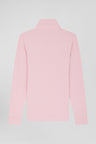 Polo manches longues en piqué coton rose coupe Slim