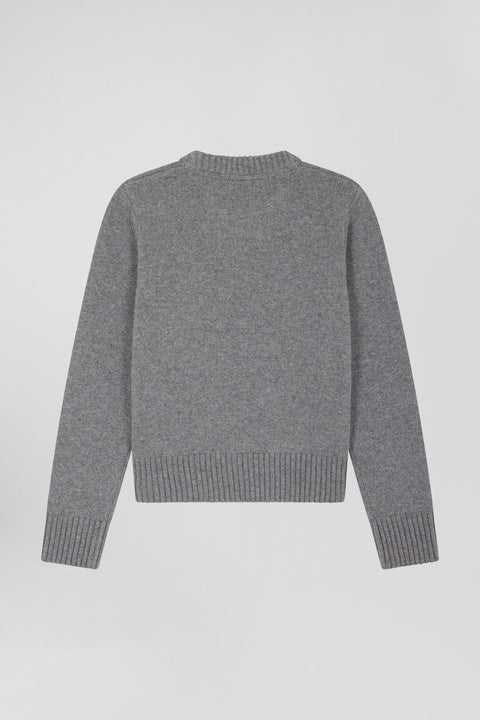Pull col rond en laine et cachemire gris coupe Regular - Image 2