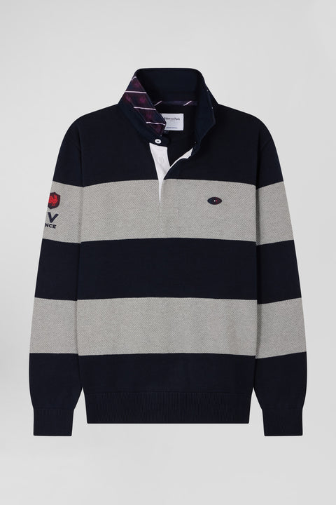 Grey cotton V-neck jumper regular fit - Image 1