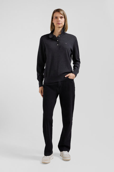 Pull femme col maillot en laine gris anthracite coupe Regular - Image 1