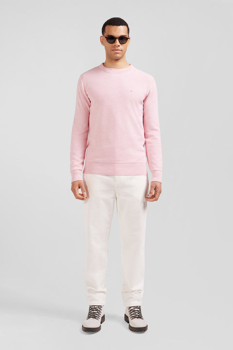 Regular pink cotton crew neck jumper - Image 1