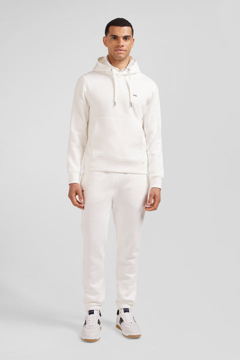 Regular ecru brushed cotton fleece hoodie - Image 1