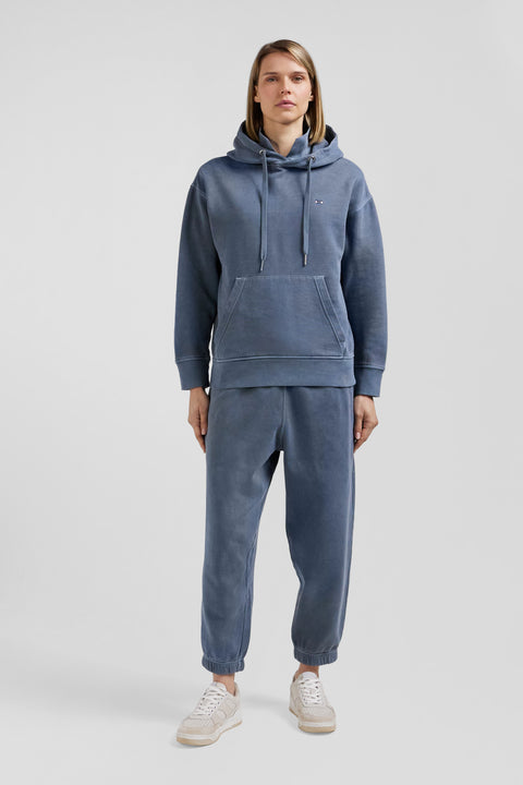 Oversize grey unisex dyed cotton fleece hoodie - Image 2