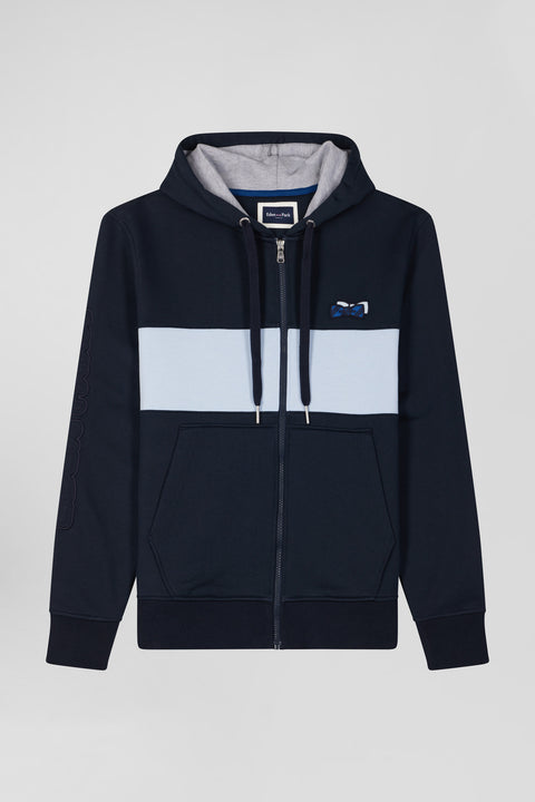 Regular sky blue zipped cotton hoodie - Image 2