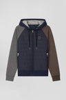 Regular navy blue cotton blend sweatshirt with padded front