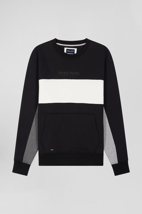Sweatshirt col rond en coton noir coupe Relaxed - Image 2