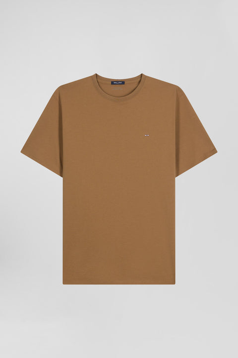 T-shirt manches courtes en coton Pima uni noisette coupe Regular - Image 2