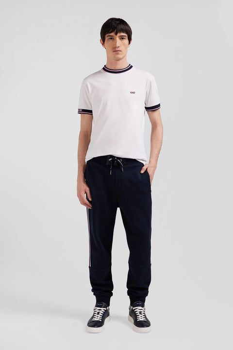 Slim white short-sleeved cotton T-shirt with Eden Park ribs - Image 1