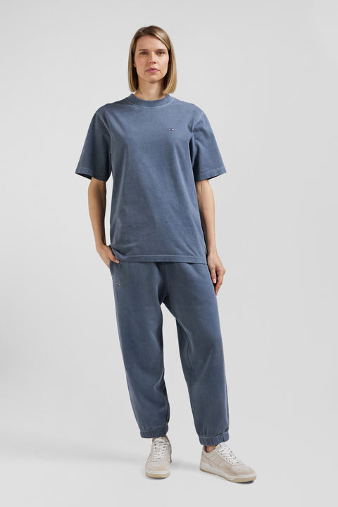 T-shirt manches courtes unisexe en coton surteint uni gris coupe Oversized - Image 1