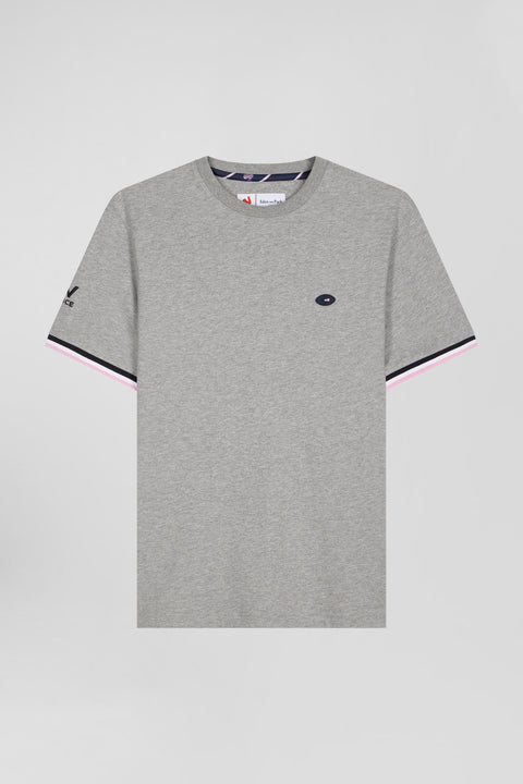 Regular grey short-sleeved cotton T-shirt with XV de France embroidery - Image 2
