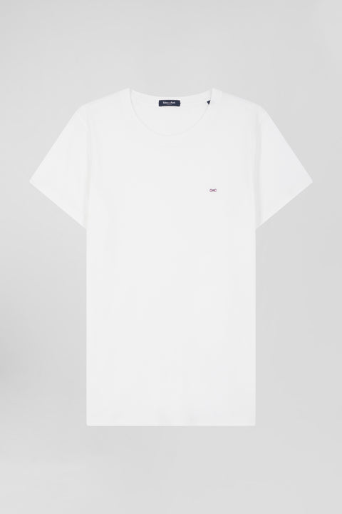 T-shirt femme manches courtes en coton blanc coupe Regular - Image 1
