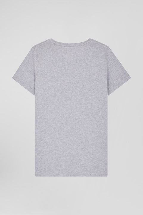 T-shirt femme manches courtes en coton gris coupe Regular - Image 2