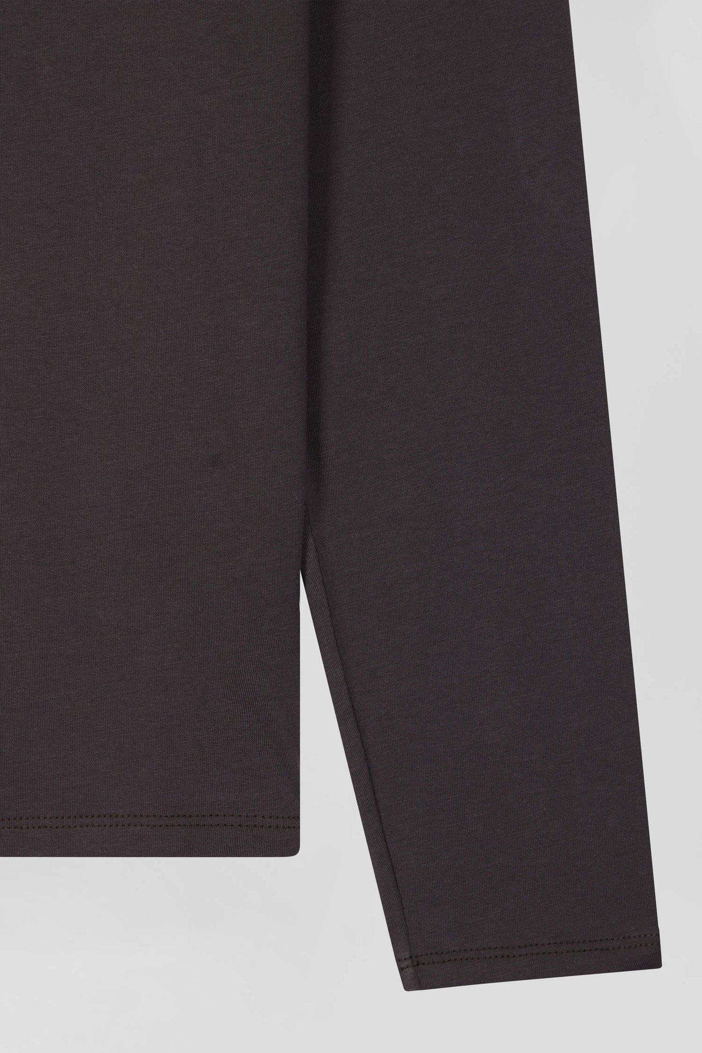 Long-sleeved T-shirt in dark brown Pima cotton, regular fit