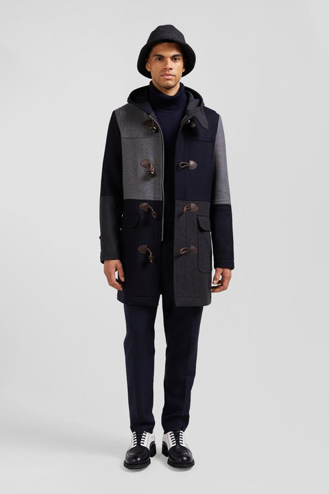 Navy blue wool blend cut and sewn duffle coat - Image 1
