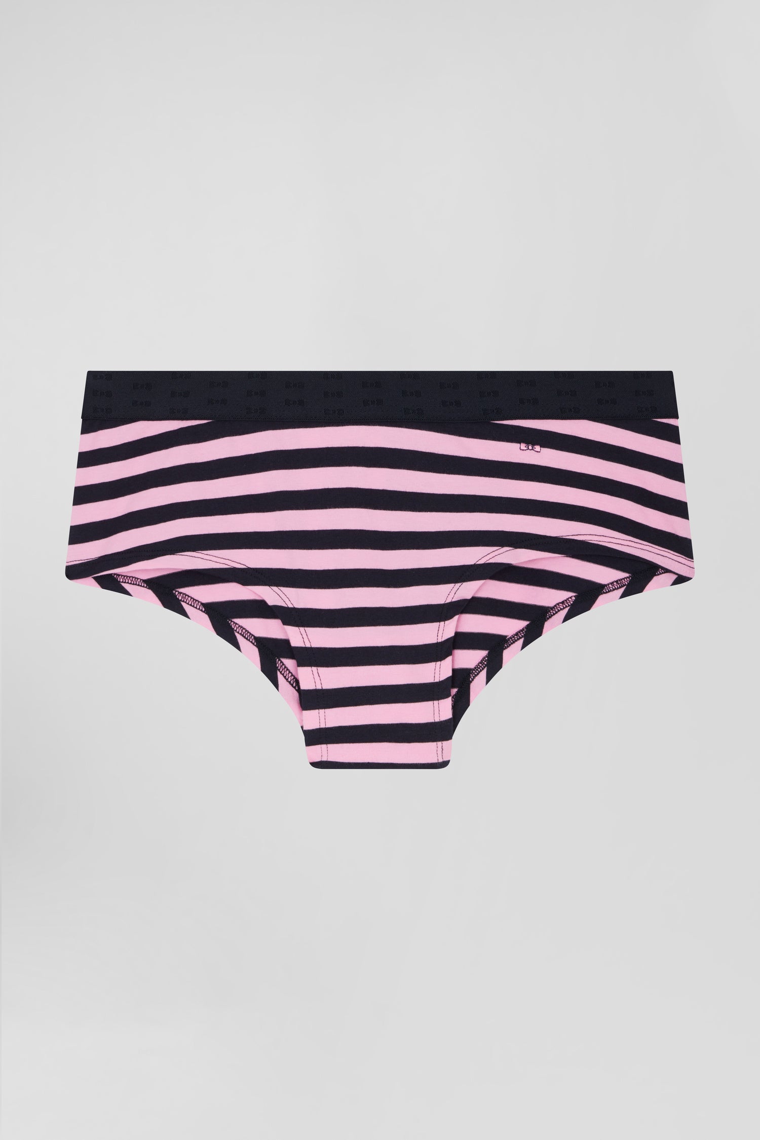 Culotte shorty en jersey de coton stretch cerclee bleu marine et rose Eden Park