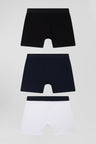 Set of 3 white solid stretch cotton boxers