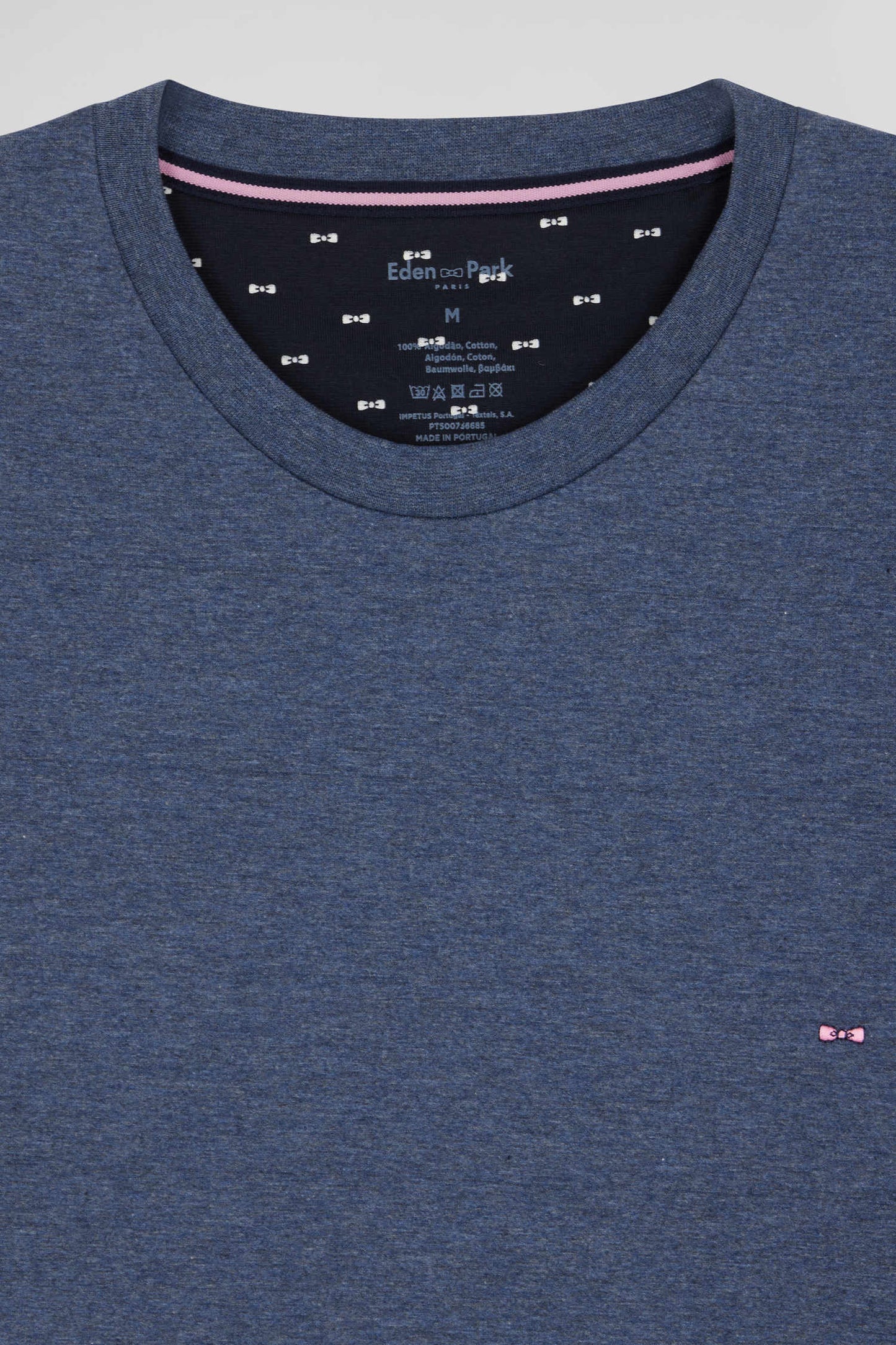 Pyjama long en coton bleu foncé pantalon à micromotifs nœuds papillon